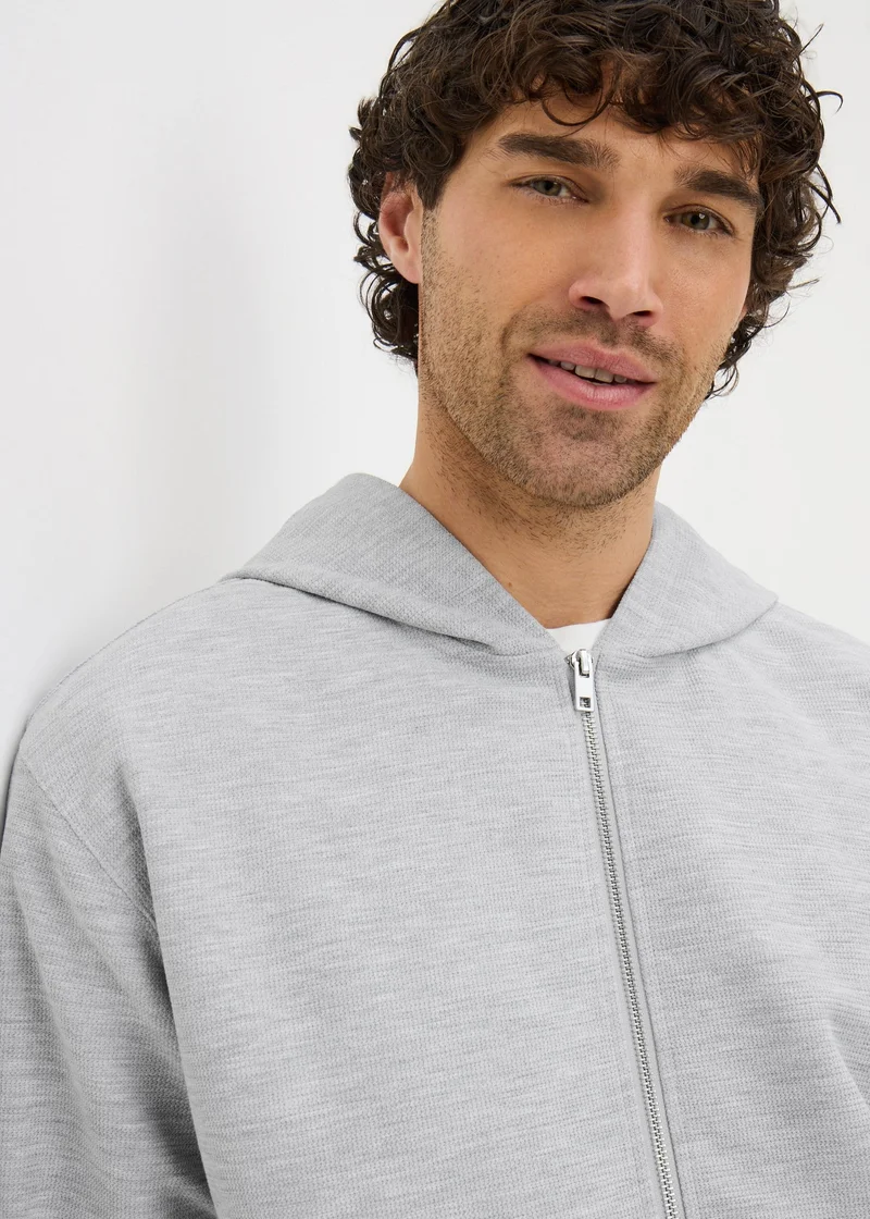 ماتلان Grey Textured Zip Up Co Ord Hoodie